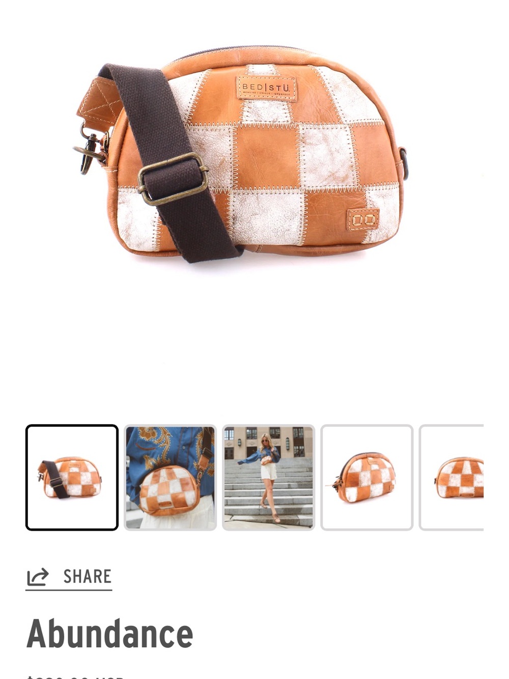 Bed Stu Orange and Cream Patchwork Leather Crossbody - Picture 4 of 4